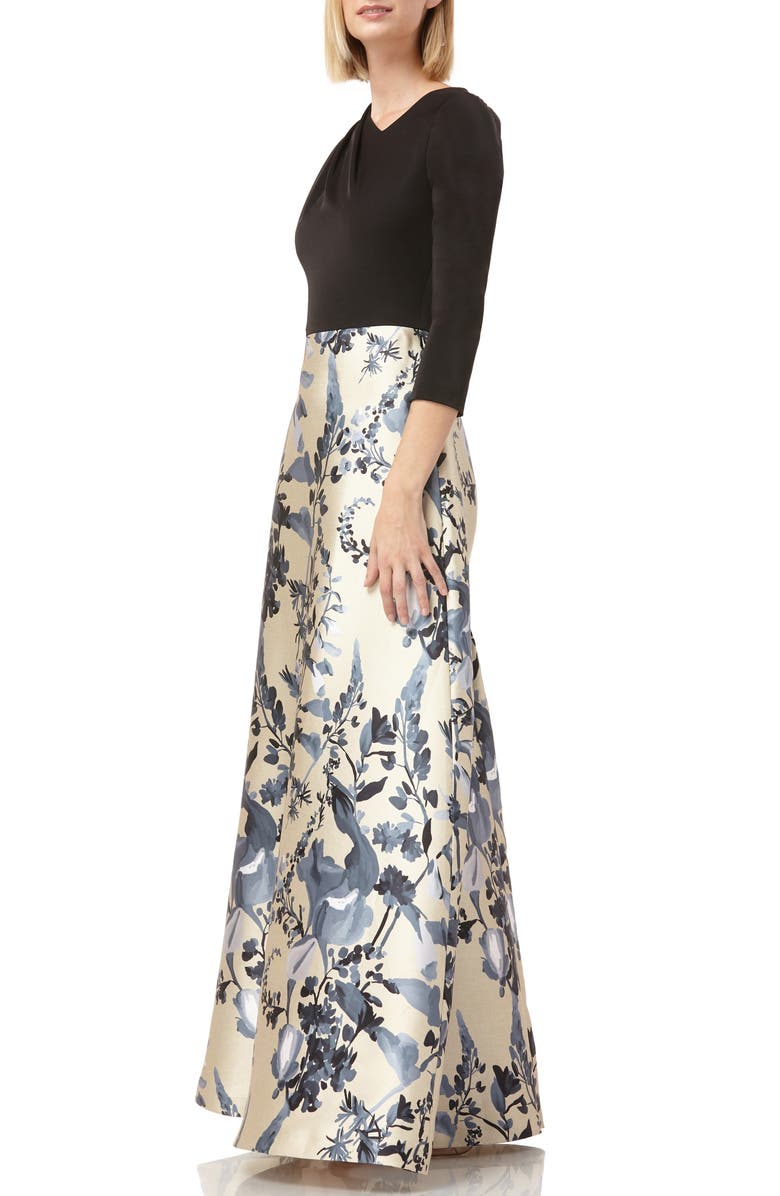 Kay Unger Drape Neck Evening Dress, Alternate, color, 
