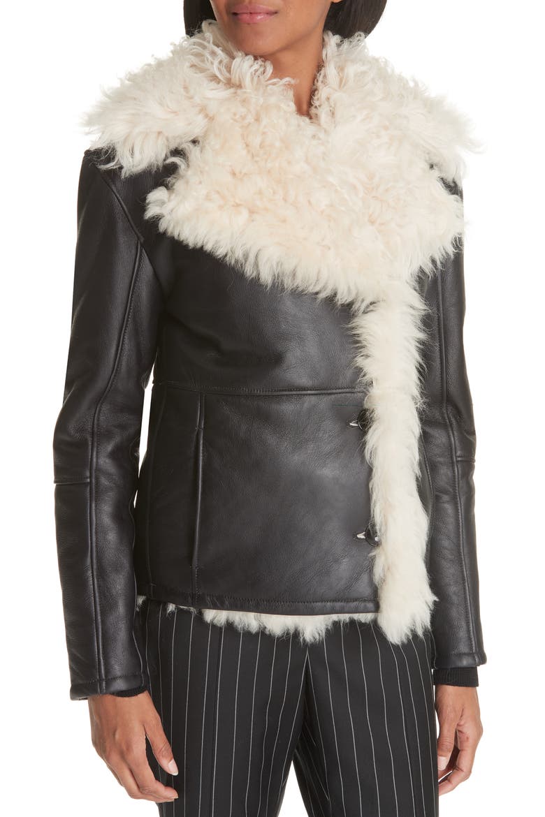 Genuine Shearling Jacket, Alternate, color, NOIR