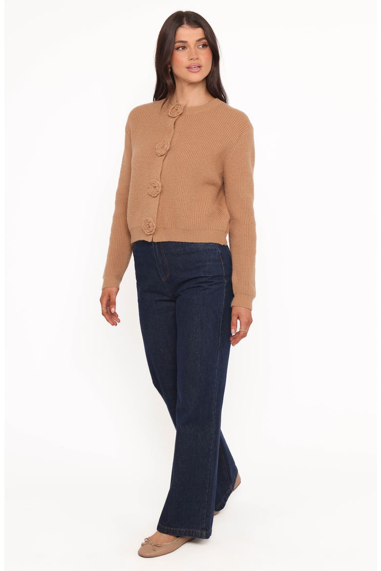 Jones Rosette Cardigan, Alternate, color, MOCHA