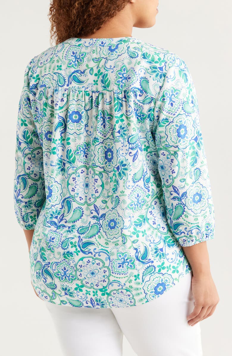 Jones New York Floral Linen Blend Tunic Top, Alternate, color,