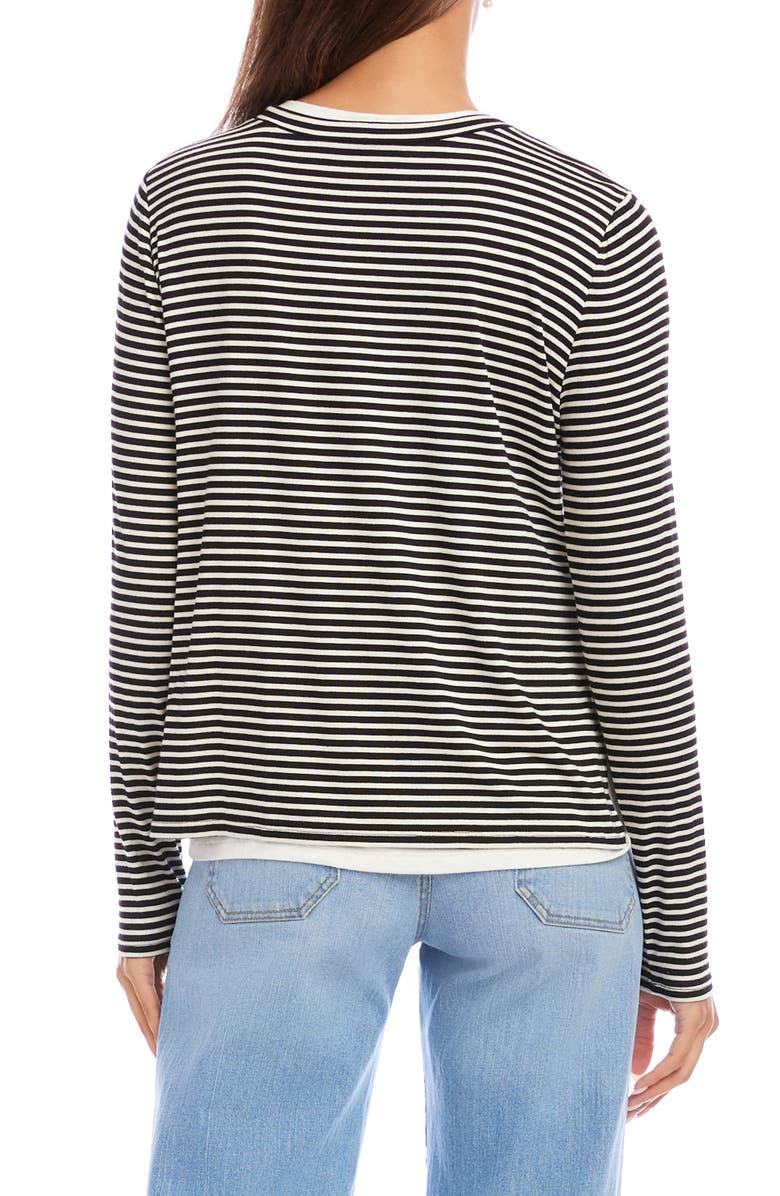 Karen Kane Stripe Layered Side Slit Top, Alternate, color, Black/ White