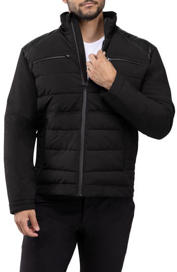 X-ray Xray Faux Leather Trim Puffer Jacket In Black