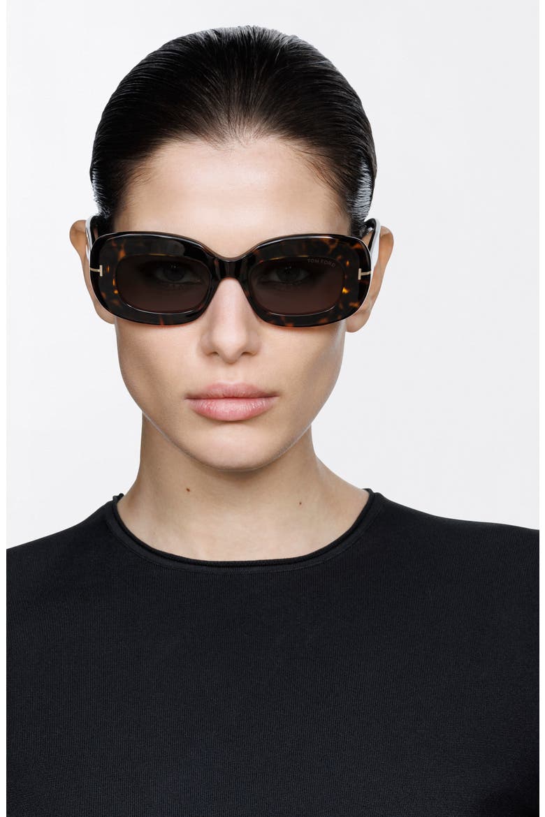Islay 50mm Small Rectangular Sunglasses, Alternate, color, DARK HAVANA / BROWN