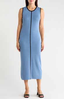 Stripe Sleeveless Midi Sweater Dress