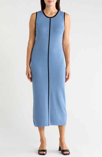Stripe Sleeveless Midi Sweater Dress