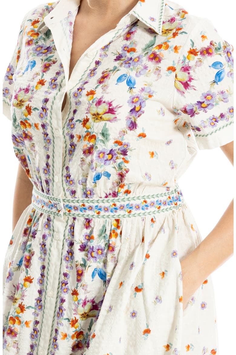Printed Maxi Shirtdress, Alternate, color, CREAM/ PURPLE