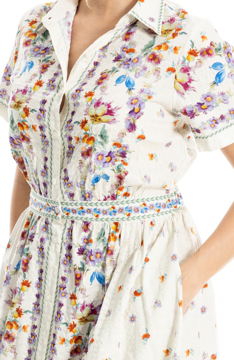 MAX STUDIO Printed Maxi Shirtdress, Alternate, color, Cream/ Purple