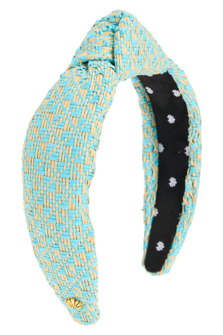 Knotted Raffia Headband, Main, color, OCEAN SPRAY