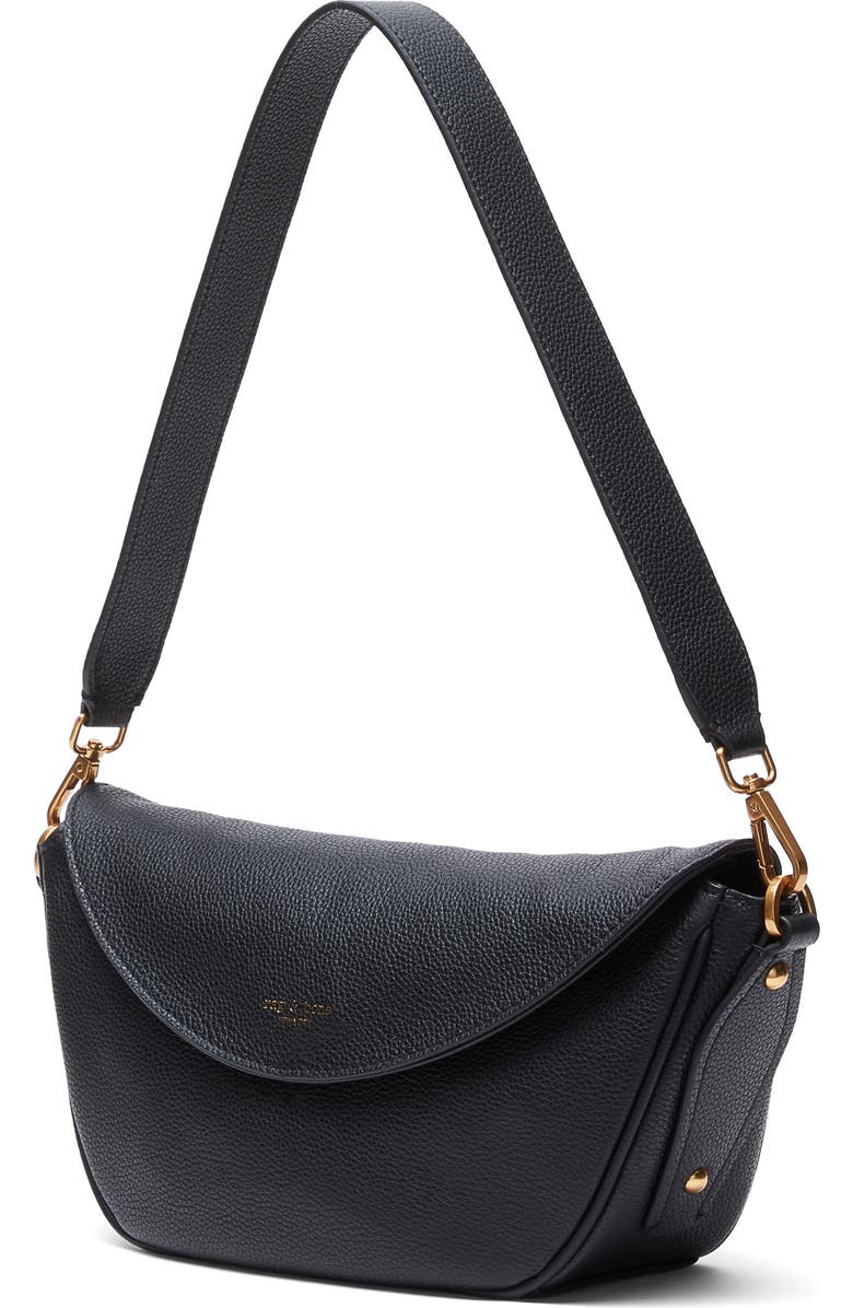 rag & bone Small Gramercy Flap Leather Shoulder Bag, Alternate, color, Black