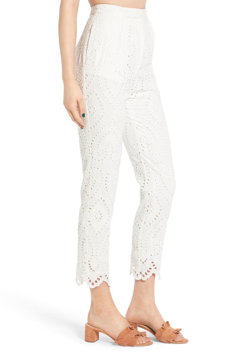 WAYF Piper High Waist Eyelet Crop Pants, Alternate, color, 