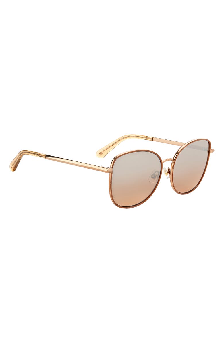 Kate Spade New York maryam 56mm gradient polarized cat eye sunglasses, Alternate, color, Red Gold/ Silver Mirror Brown