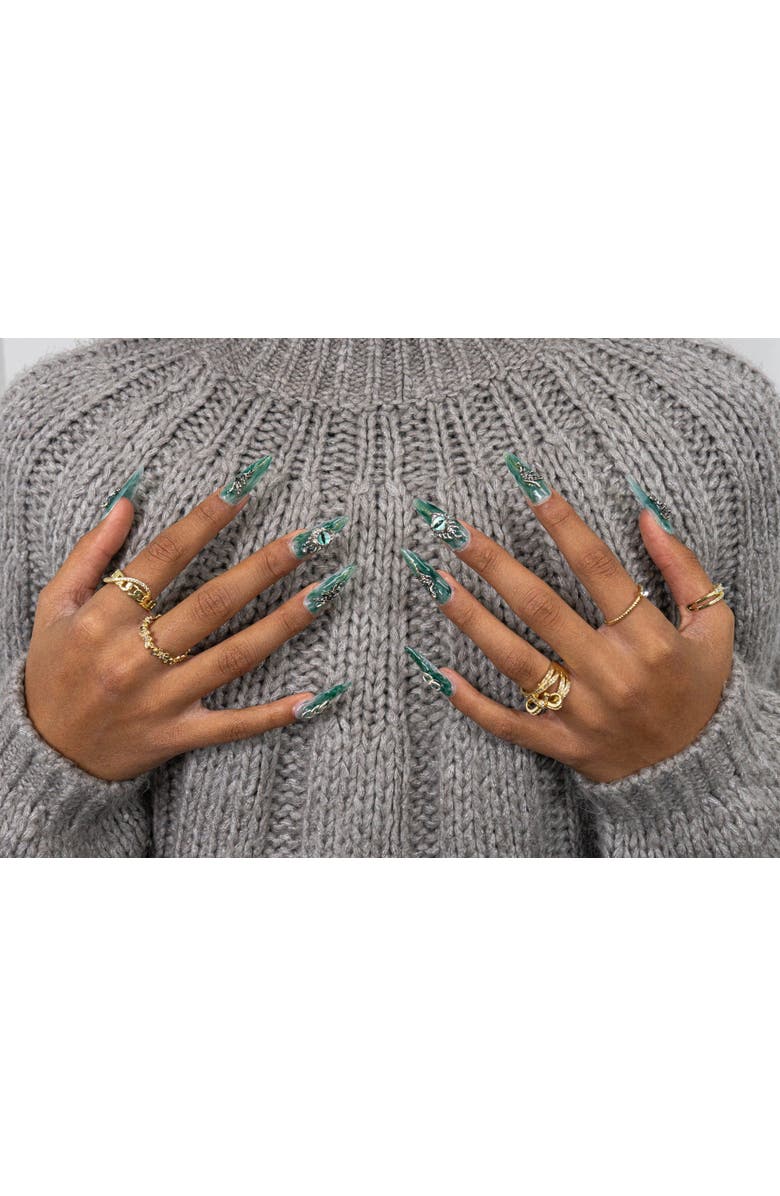 3H Nails Emerald Elegance Luxury Handmade Press On Nails, Alternate, color, Aquamarine