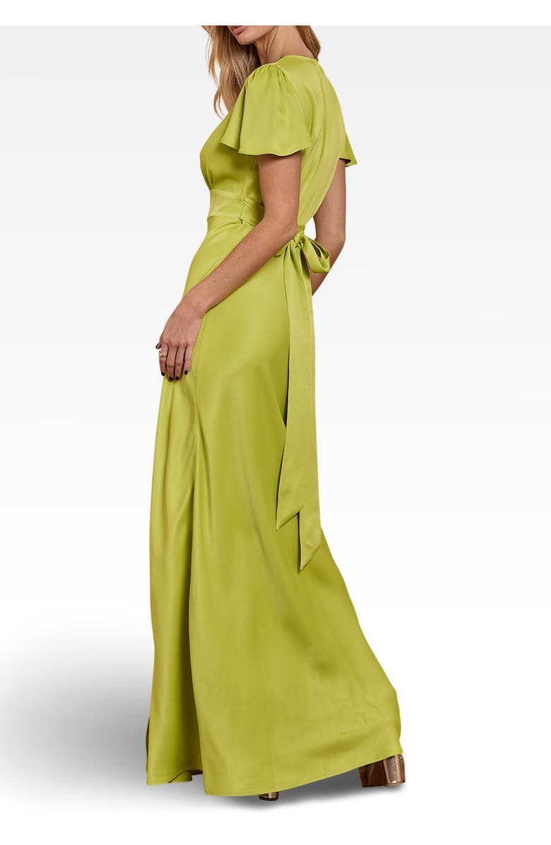 Maids to Measure Chelsea Satin V-Neck Bridesmaid Dress, Alternate, color, Lime