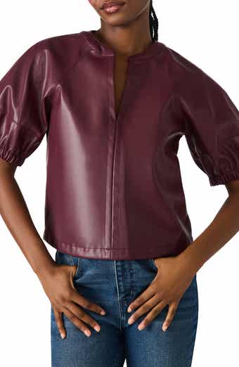 Roxanne Short Sleeve Faux Leather Top
