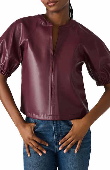 Steve Madden Roxanne Short Sleeve Faux Leather Top