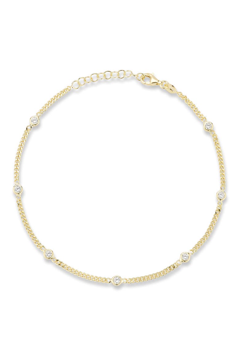 Cubic Zirconia Curb Chain Anklet, Main, color, GOLD