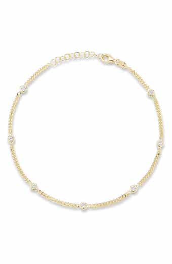 Cubic Zirconia Curb Chain Anklet