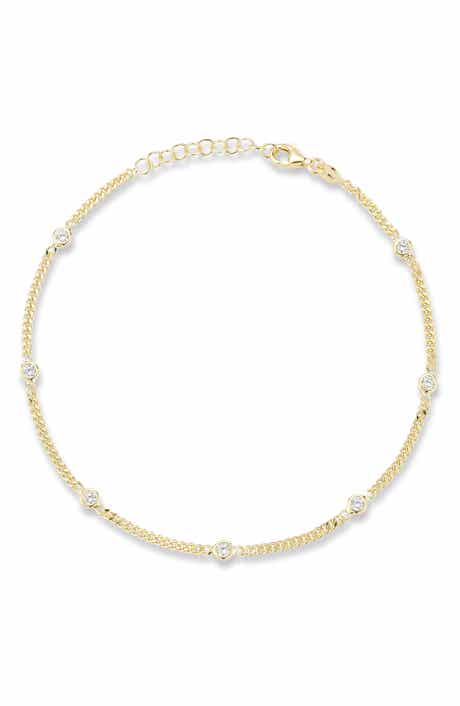 Cubic Zirconia Curb Chain Anklet
