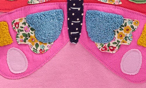 Mini Boden Kids' Butterfly Appliqué Graphic Sweatshirt In Pink