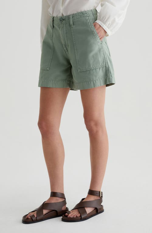Ag Rosa Mid Rise Utility Shorts In Sulfur Matcha Latte In Green