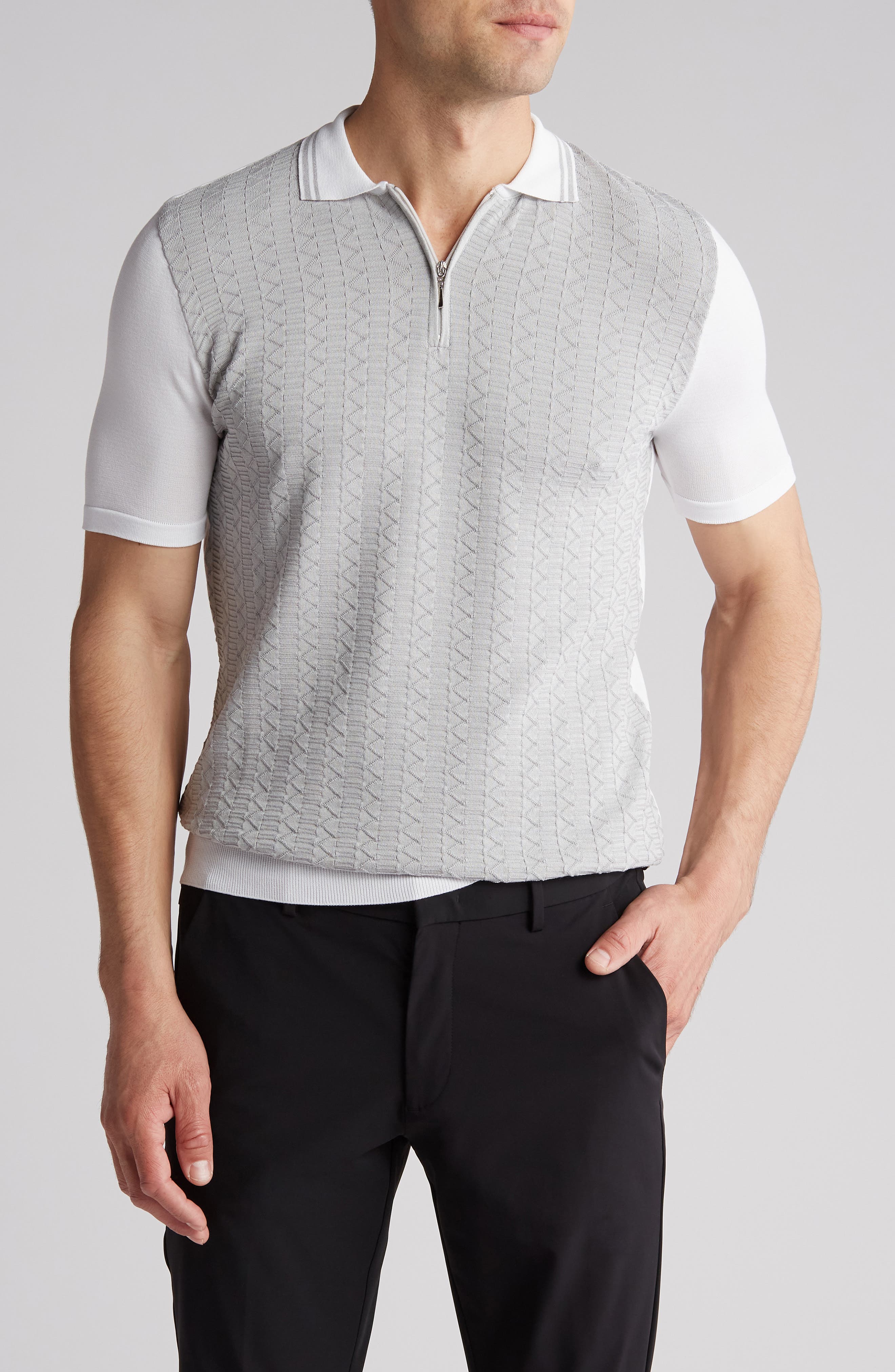 T.R. PREMIUM Textured Knit Quarter-Zip Polo | Nordstromrack