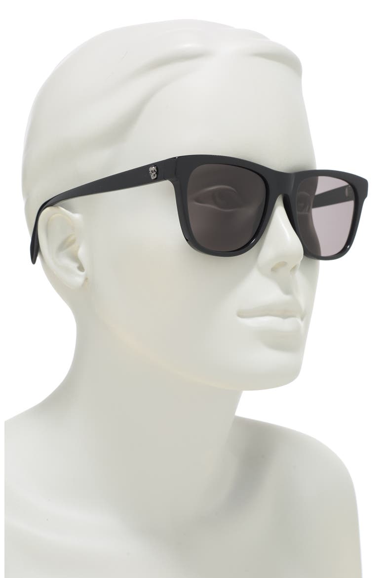 Alexander McQueen 54mm Square Sunglasses, Alternate, color, BLACK BLACK GREY/GRY