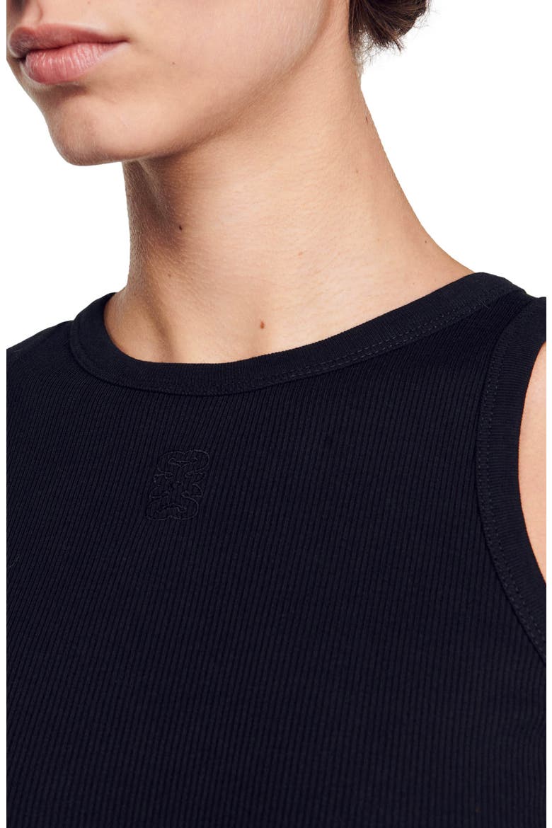 Embroidered vest top, Alternate, color, BLACK