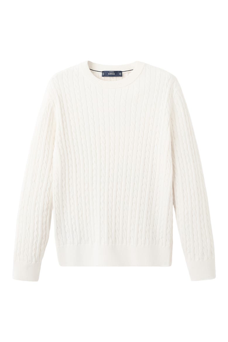 Crewneck Cable Stitch Sweater, Alternate, color, OFF WHITE