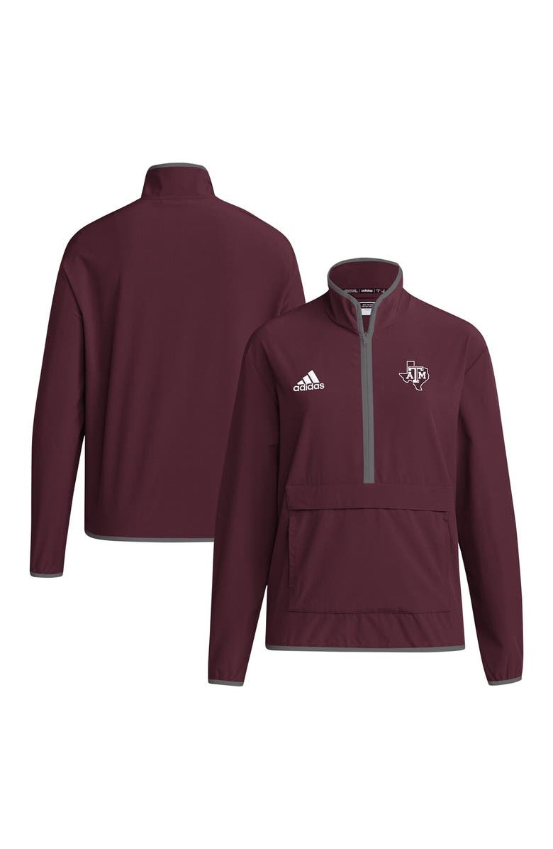 adidas Men's adidas Maroon Texas A&M Aggies 2024 Coaches Sideline Half-Zip Jacket, Main, color, 