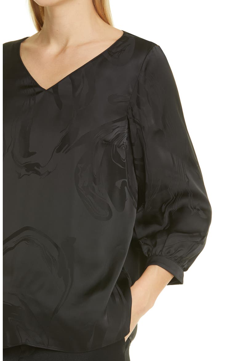 Arnette Jacquard Satin Blouse, Alternate, color, BLACK