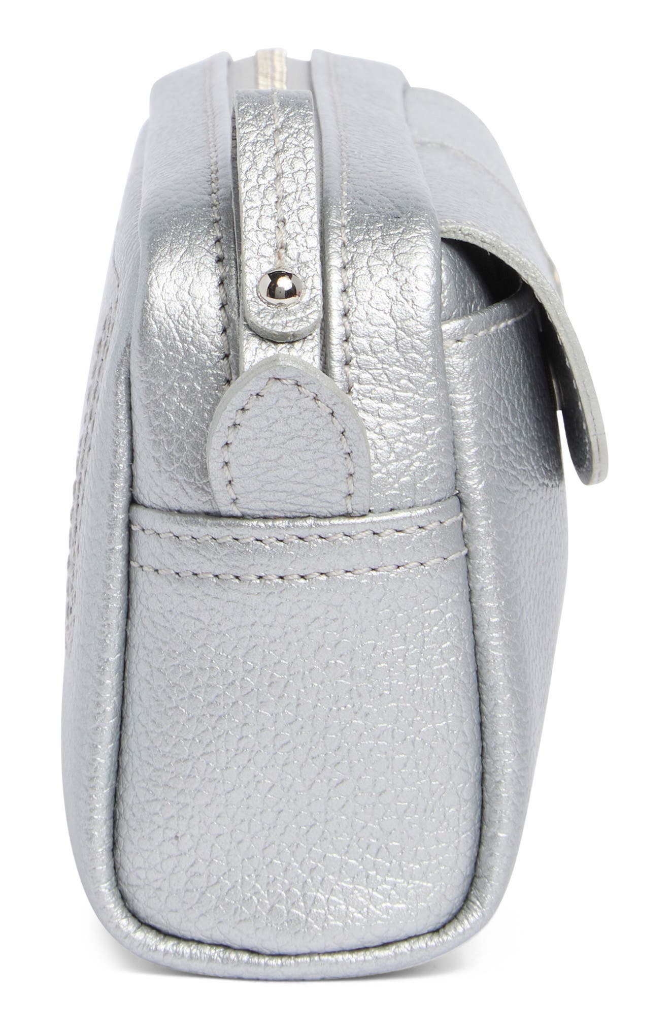 Longchamp Wide Cosmetic Case, Alternate, color, Silver