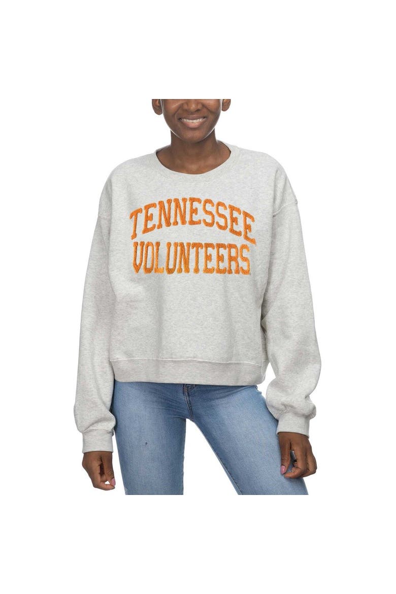 Women's ZooZatz Oatmeal Tennessee Volunteers Core Chenille Cropped Pullover Sweatshirt, Main, color, Oatmeal
