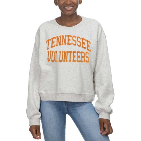 Women's ZooZatz Oatmeal Tennessee Volunteers Core Chenille Cropped Pullover Sweatshirt