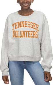 ZOOZATZ Women's ZooZatz Oatmeal Tennessee Volunteers Core Chenille Cropped Pullover Sweatshirt