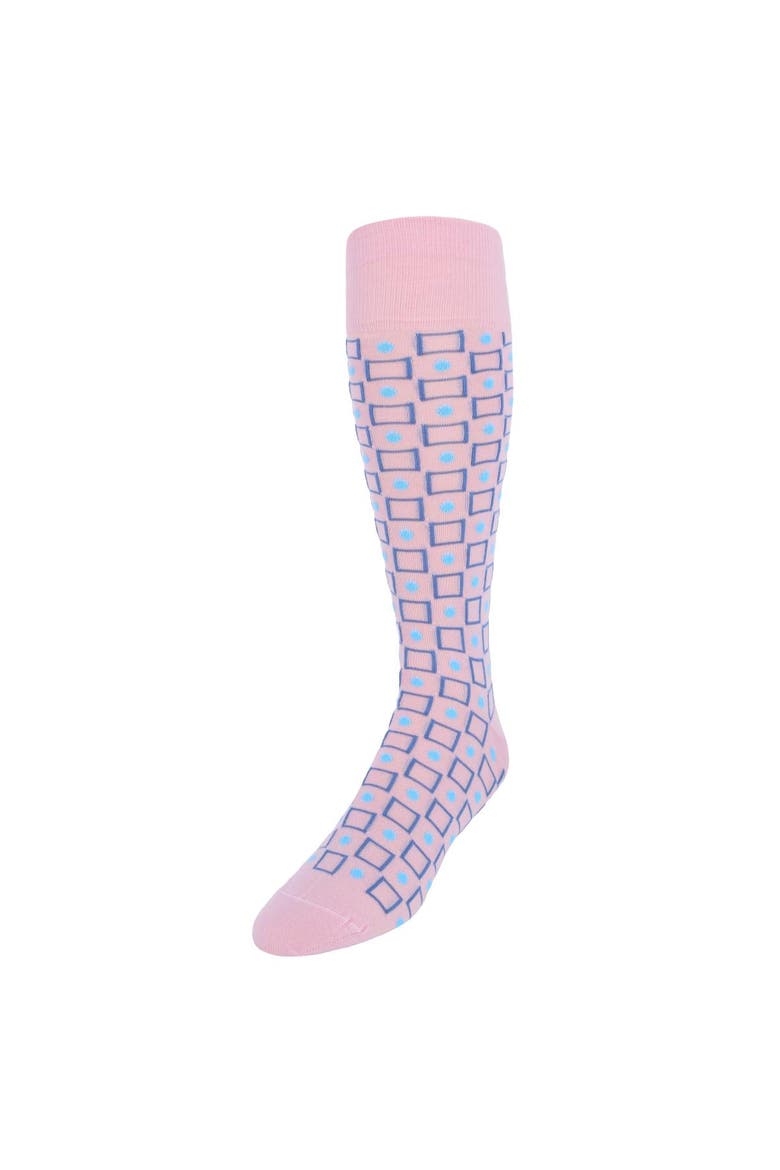 Aurelien Square and Circle Patterned Mercerized Cotton Mid-Calf  Socks, Main, color, Pink