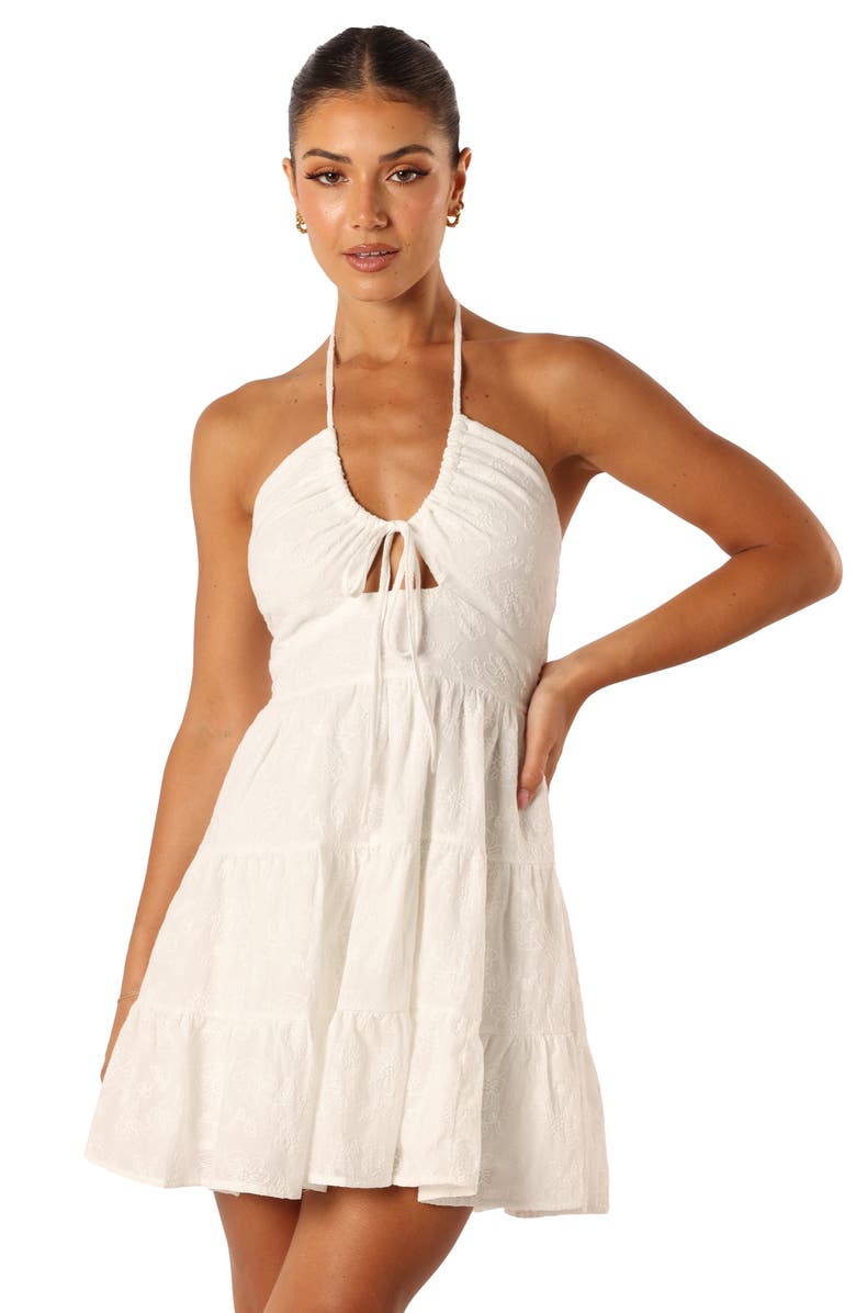 Petal & Pup Rilie Floral Embroidered Halter Minidress, Alternate, color, White