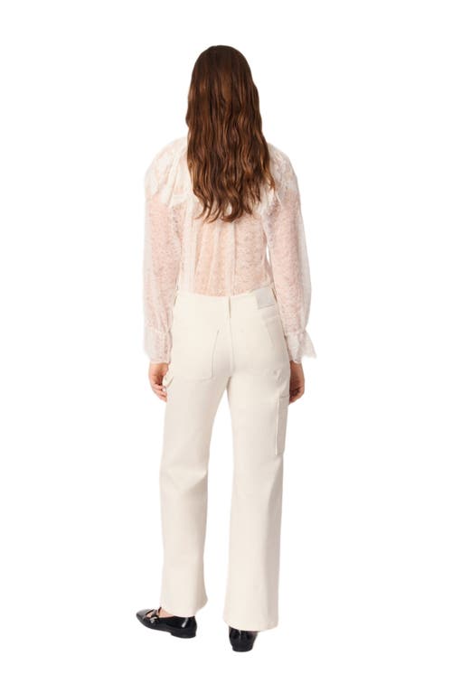 Maje Wide-leg Rhinestone Jeans In White