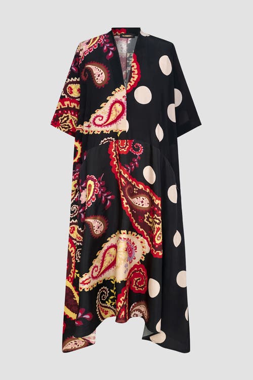 ALEMBIKA ALEMBIKA FIESTA MIXED PRINT V-NECK MIDI DRESS