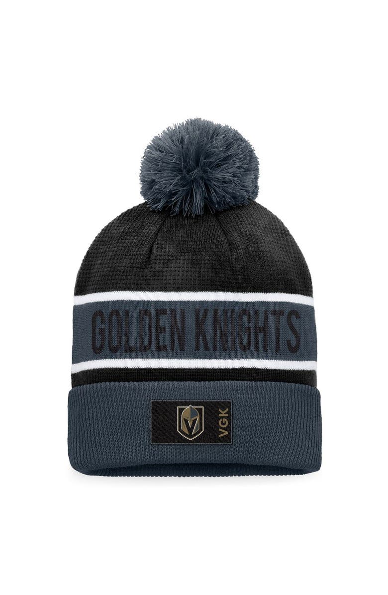 FANATICS Men's Fanatics Branded Gray/Black Vegas Golden Knights Authentic Pro Rink Cuffed Knit Hat with Pom, Main, color, Gray