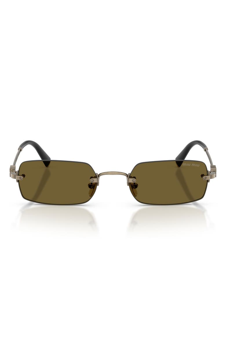 Miu Miu 50mm Rectangular Sunglasses, Alternate, color, Old Gold / Dark Brown
