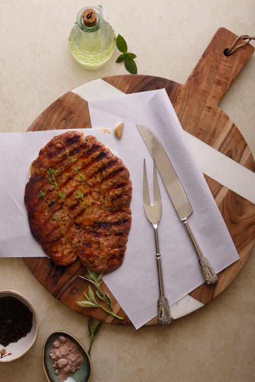 Gauri Kohli Bolivia Carving Knife & Meat Fork Set In Silver