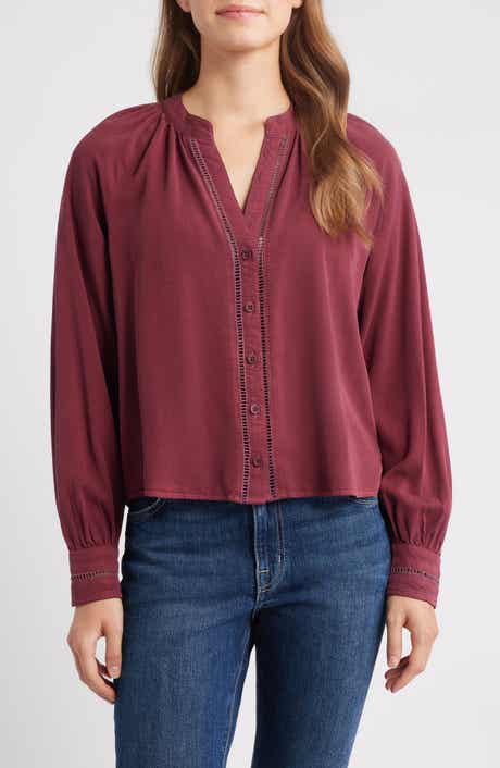 Cloth & Stone Shirred Button-Up Shirt