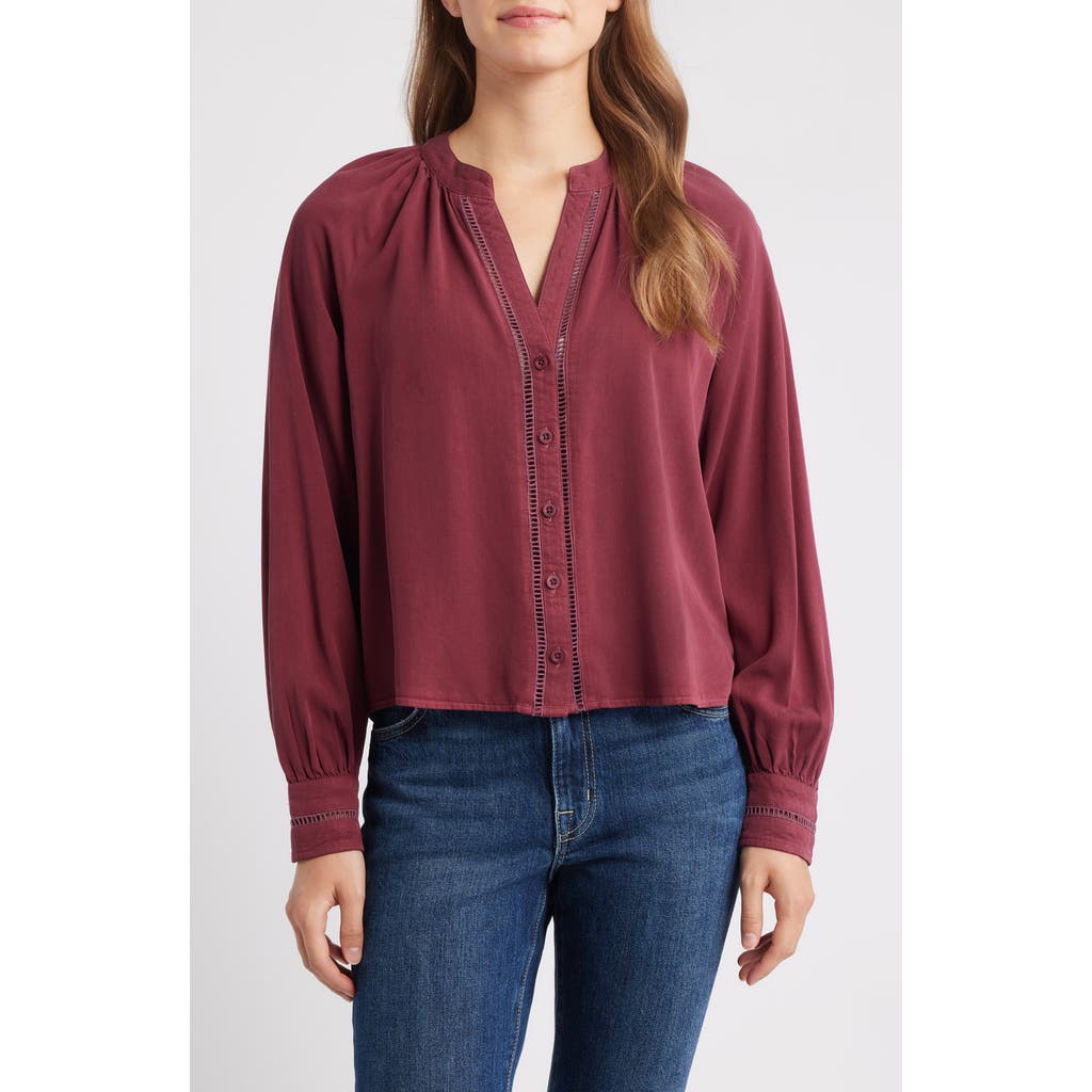 Cloth & Stone Shirred Button-up Shirt In Brown