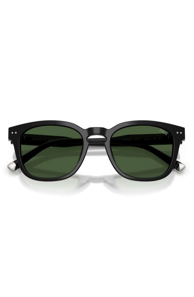 Polo Ralph Lauren 52mm Square Sunglasses, Alternate, color, Shiny Black / Dark Green