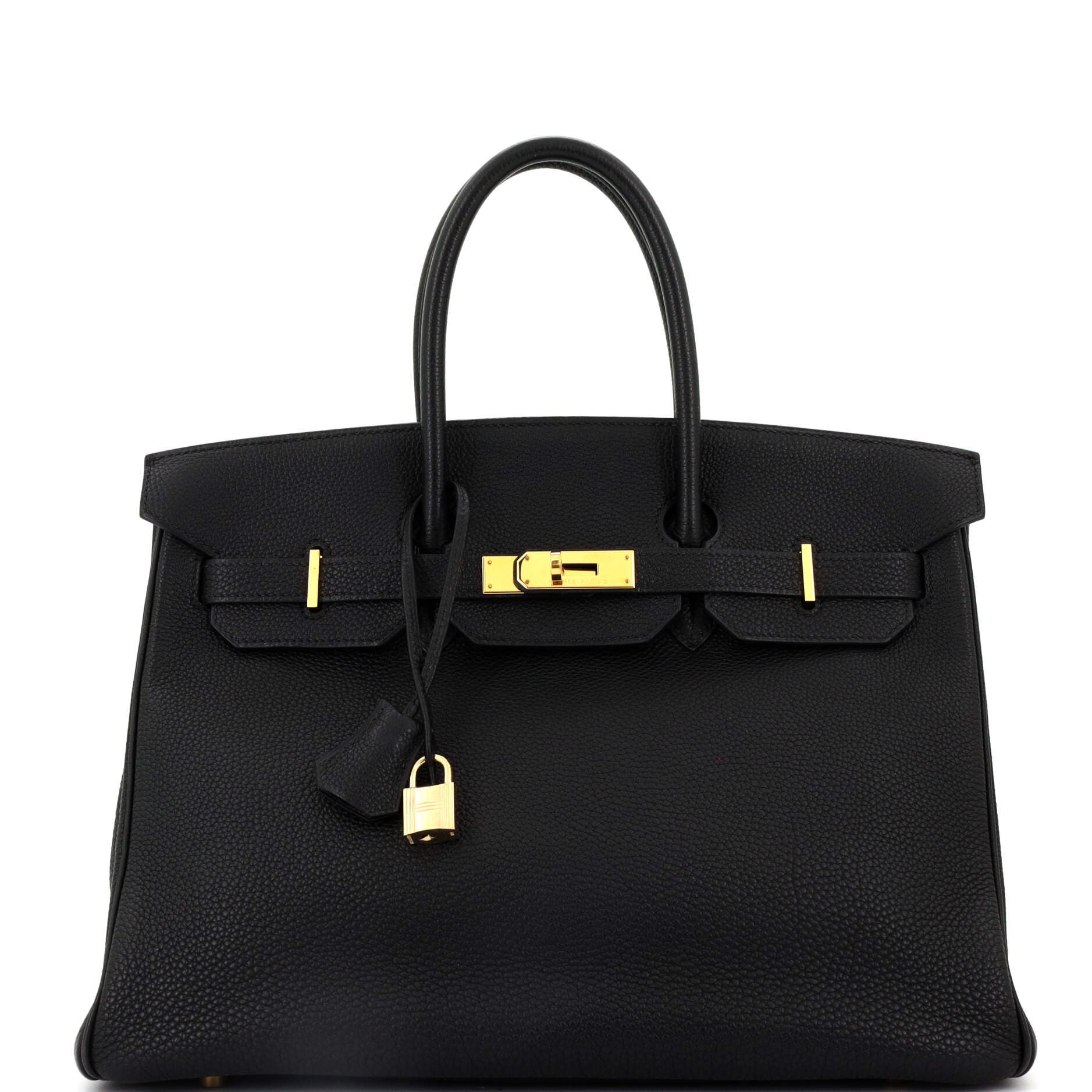 Pre-Owned Hermes Birkin Handbag Black Togo with Gold Hardware 35, Main, color, 