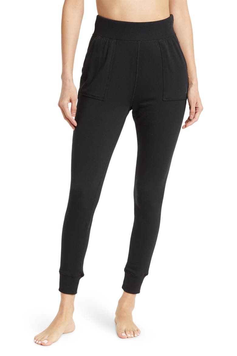 Yoga 7/8 Fleece Pants, Main, color, 010 BLACK/DK SMOKE GREY