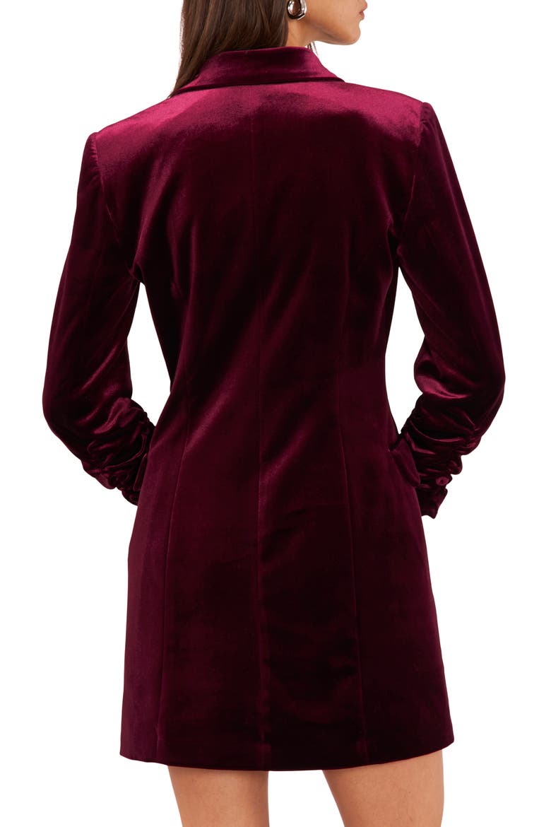 Velvet Long Sleeve Blazer Cocktail Dress, Alternate, color, PORT