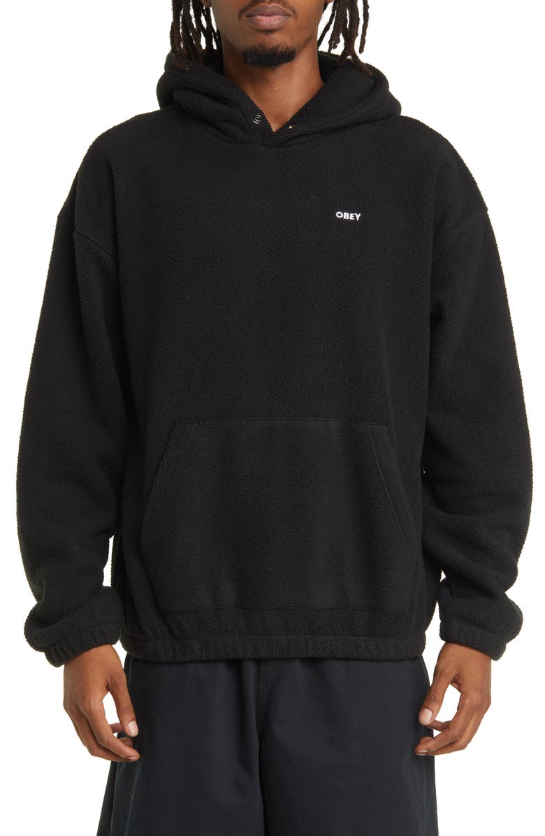 Obey Polar Fleece Hoodie, Main, color, Black