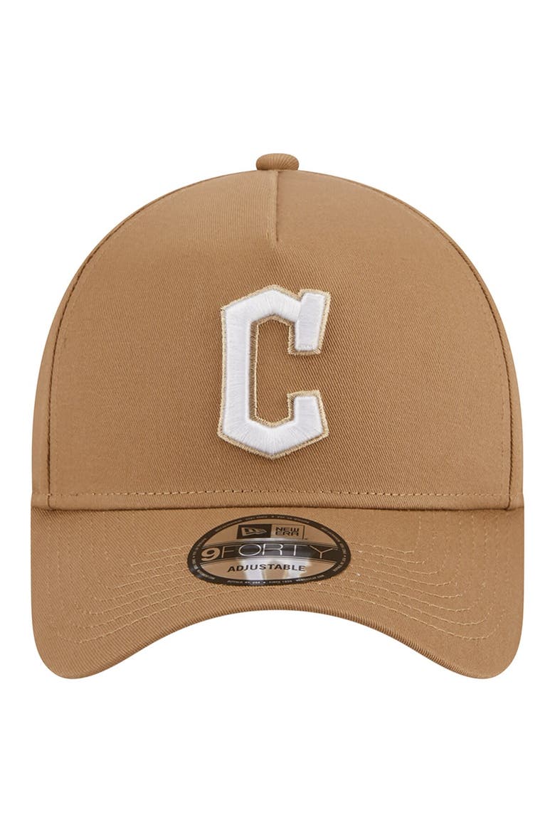 Men's New Era Khaki Cleveland Guardians A-Frame 9FORTY Adjustable Hat, Alternate, color, Khaki