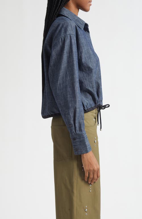 3.1 Phillip Lim Drawcord Hem Denim Button-up Shirt In Blue